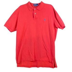 Polo Ralph Lauren Mens Shirt Salmon Orange 100% Cotton Polo Short Sleeve Large